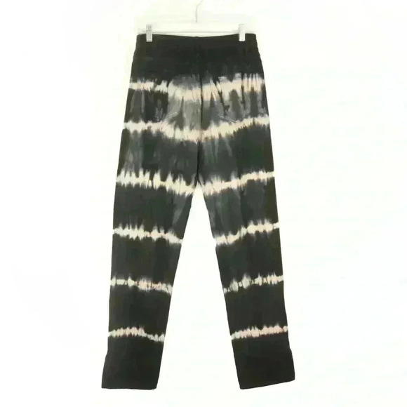 Lioness Black Cream Grunge Tie Dye Highwaisted Straight Leg Denim Jeans - Picture 3 of 3